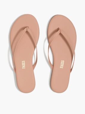 TKEES Leather Flip Flop Sandals in Tan